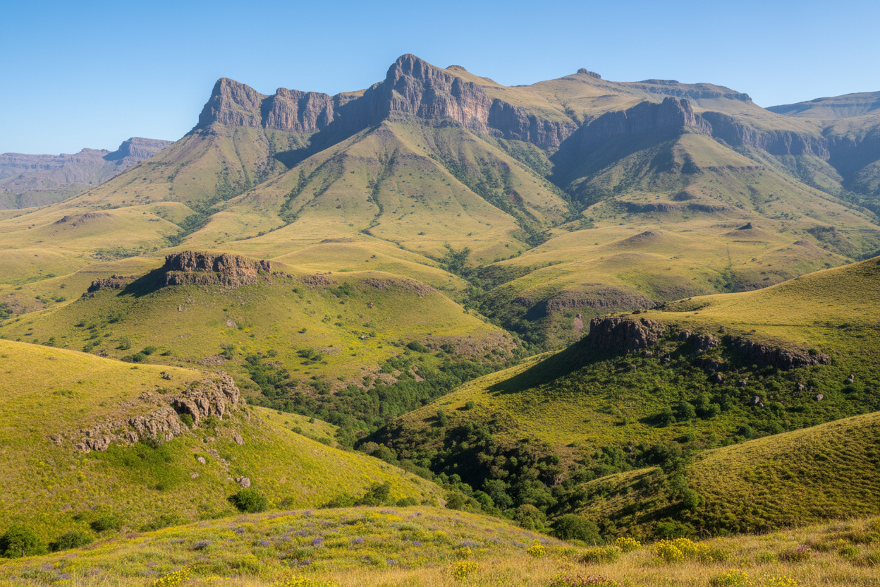 lesotho mountains in spring